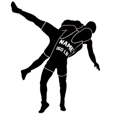 VWAQ Wrestling Wall Sticker Custom Boys Room Decor Personalized Sports Decal - CS25 (Black, 30" H X 23" W)
