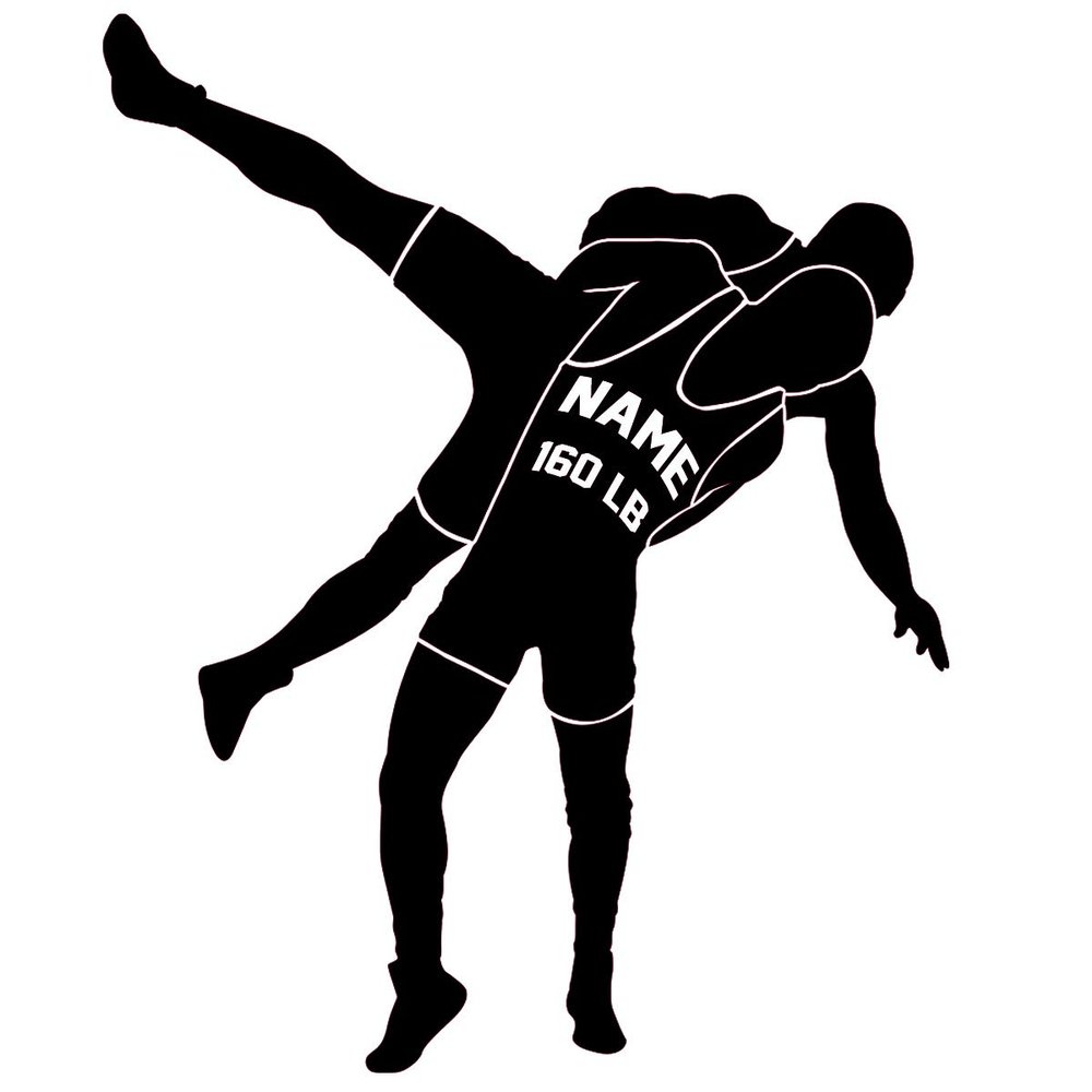 VWAQ Wrestling Wall Sticker Custom Boys Room Decor Personalized Sports Decal - CS25 (Black, 30" H X 23" W)