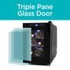 BLACK+DECKER 6 Bottle Wine Fridge, Thermoelectric Small Wine Cooler, Mini Wine Fridge with Triple Pane Clear Glass Door, BD60016 view 2