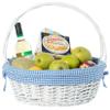 White Round Willow Wicker Gift Basket with Blue Gingham Liner & Handle, Large  Decorative Foraging, Picnic, Storage Basket view 4