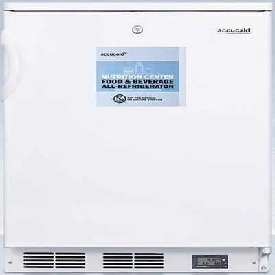 Summit Appliance FF6LW7NZ Commercially Approved Nutrition Center Series All-Refrigerator for Freestanding Use in White with Auto Defrost, Front Lock and Digital Temperature Display