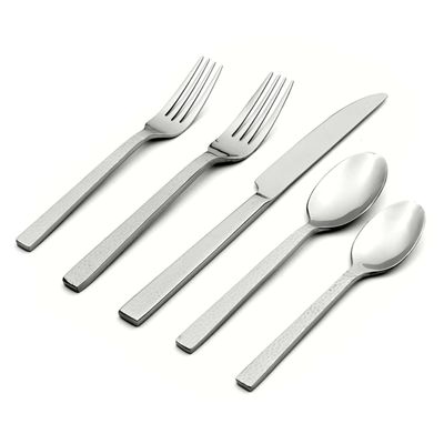 Oneida Chefs Table Hammered 45 Piece Everyday Flatware Set, Service for 8, 18/0 Stainless Steel,Silverware Set