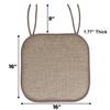 Sweet Home Collection Chair Cushion Memory Foam Pads with Ties Honeycomb Pattern Slip Non Skid Rubber Back Rounded Square 16" x 16" Seat Cover, 4 Pack, Cameron Beige Brown view 4