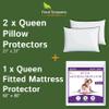 Bundle - 2 Items: Queen Size Fitted Sheet Mattress Cover + Queen Waterproof Pillow Protectors (2PC) view 1