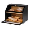 HOMEKOKO Double Layer Large Bread Box for Kitchen Counter, Wooden Large Capacity Bread Storage Bin (Black) view 2