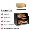 HOMEKOKO Double Layer Large Bread Box for Kitchen Counter, Wooden Large Capacity Bread Storage Bin (Black) view 3
