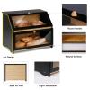 HOMEKOKO Double Layer Large Bread Box for Kitchen Counter, Wooden Large Capacity Bread Storage Bin (Black) view 4