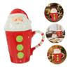 BESTOYARD Christmas Mug Snowman Ceramic Coffee Mug Tea Milk Cup with Lid and Handle Christmas view 3