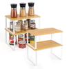 Vrisa Kitchen Cabinet Organizer Stackable Spice Rack Shelves for Cabinet Expandable Pantry Shelves Organizer Set of 4 Bamboo view 1