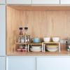 Vrisa Kitchen Cabinet Organizer Stackable Spice Rack Shelves for Cabinet Expandable Pantry Shelves Organizer Set of 4 Bamboo view 2