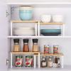 Vrisa Kitchen Cabinet Organizer Stackable Spice Rack Shelves for Cabinet Expandable Pantry Shelves Organizer Set of 4 Bamboo view 3