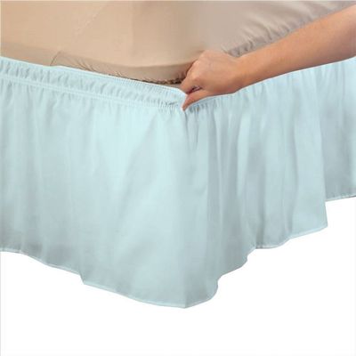 Amuze Bedding Eay Fit Elastic Wrap Around Ruffled Bed Skirt Recron 600 Thread Count(Aqua Blue, Full, Drop Length 19 Inches)