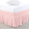 Amuze Bedding Eay Fit Elastic Wrap Around Ruffled Bed Skirt Recron 600 Thread Count(Pink, Short Queen, Drop Length 19 Inches) view 1