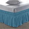 Amuze Bedding Eay Fit Elastic Wrap Around Ruffled Bed Skirt Recron 600 Thread Count(Medium Blue, Olympic Queen, Drop Length 19 Inches) view 1