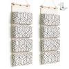 CROWNED 2Pcs Over Door Hanging Storage Bags Wall Mount Closet Organizer, 4 Big Pockets Linen Cotton Fabric Living Room Bedroom Bathroom File Magazine Waterproof Free Hooks White view 1
