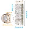 CROWNED 2Pcs Over Door Hanging Storage Bags Wall Mount Closet Organizer, 4 Big Pockets Linen Cotton Fabric Living Room Bedroom Bathroom File Magazine Waterproof Free Hooks White view 4