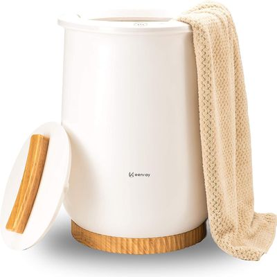 Keenray Bucket Style Towel Warmers, Luxury Bucket Towel Warmer, Large Towel Warmer for Bathroom, Auto Shut Off, Fits Up to Two 40"X70" Oversized Towels, Bathrobes, Blankets, PJ's and More, White, CL1