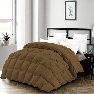 Bedding Castle 1 Piece Half Pinch Pleated Duvet Cover 1200 Thread Count Luxury 100% Egyptian Cotton Full/Queen Taupe