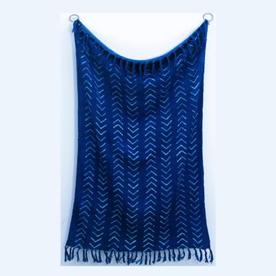 Trade Star Indigo Hand Block Printed Throw Blanket 100% Cotton Throws for Couch Boho Mud Cloth Throw with Tassels Cozy Wrap Throw Decorative Bed Throws (Indigo, Phoenix (120 x 170 Cms))