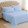 Mattress-Homes 6 Piece Queen Sheet Set, Hotel Luxury Collection, 100% Egyptian Cotton, 18 Inch Deep Pocket Fitted Sheet, Soft & Cool, Breathable Bedding with 4 Pillowcases in Light Blue Solid view 2