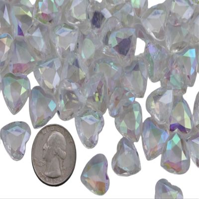 Allstarco 100PCS 16mm Crystal Heart Decorating Gems AB Coating For Table Scatter Wedding Decorations Vase Fillers