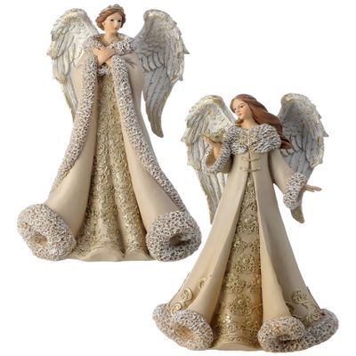 Contemporary Home Living Set of 2 Resin Champagne Opulence Angel 10"