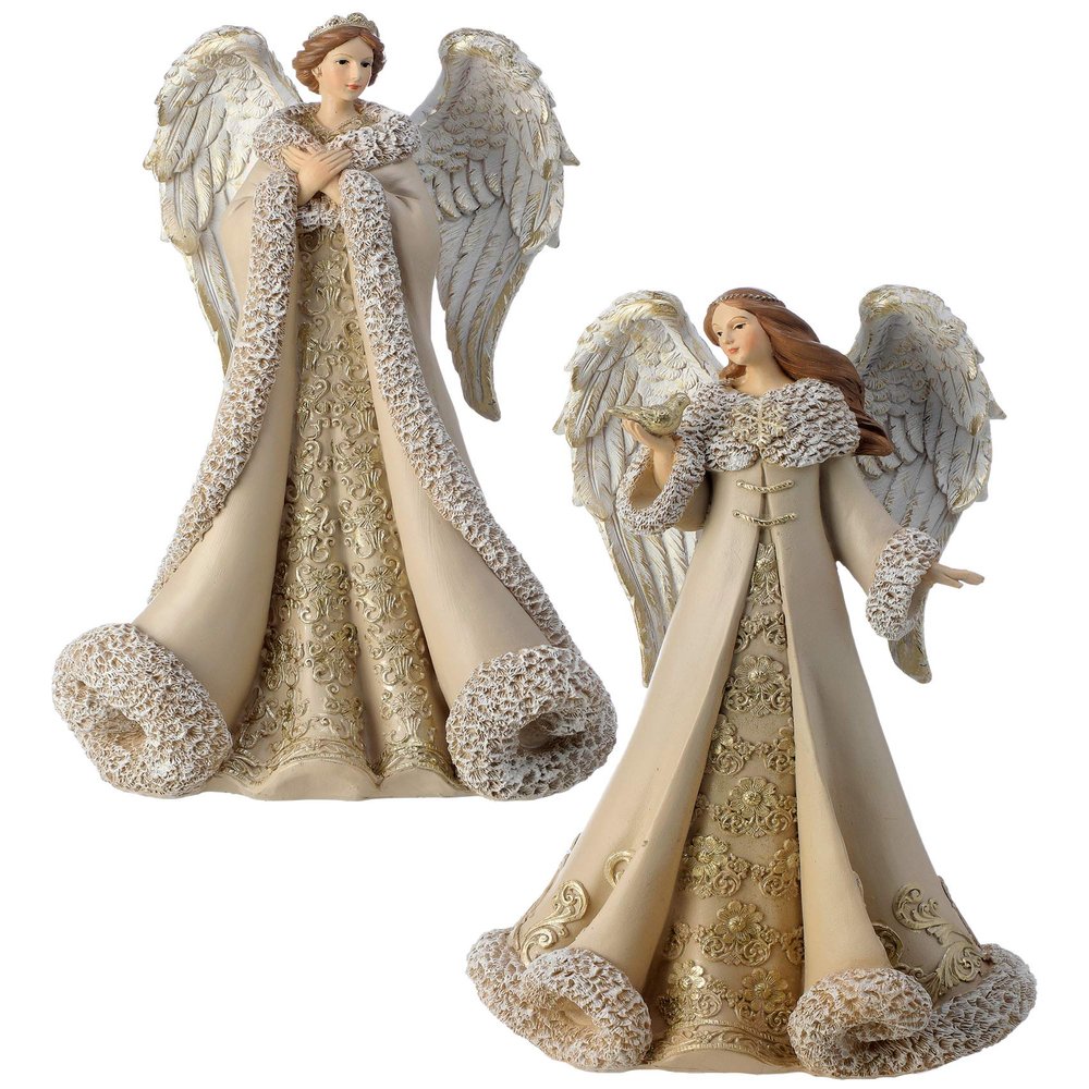 Contemporary Home Living Set of 2 Resin Champagne Opulence Angel 10"