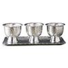 IHI EST. 1986 Hammered Design - Scalloped Edge - Pedestal Base - 4.5 x 3.75 Inch Silver Tone Stainless Steel Condiment Bowl Set view 1