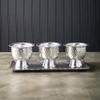 IHI EST. 1986 Hammered Design - Scalloped Edge - Pedestal Base - 4.5 x 3.75 Inch Silver Tone Stainless Steel Condiment Bowl Set view 3