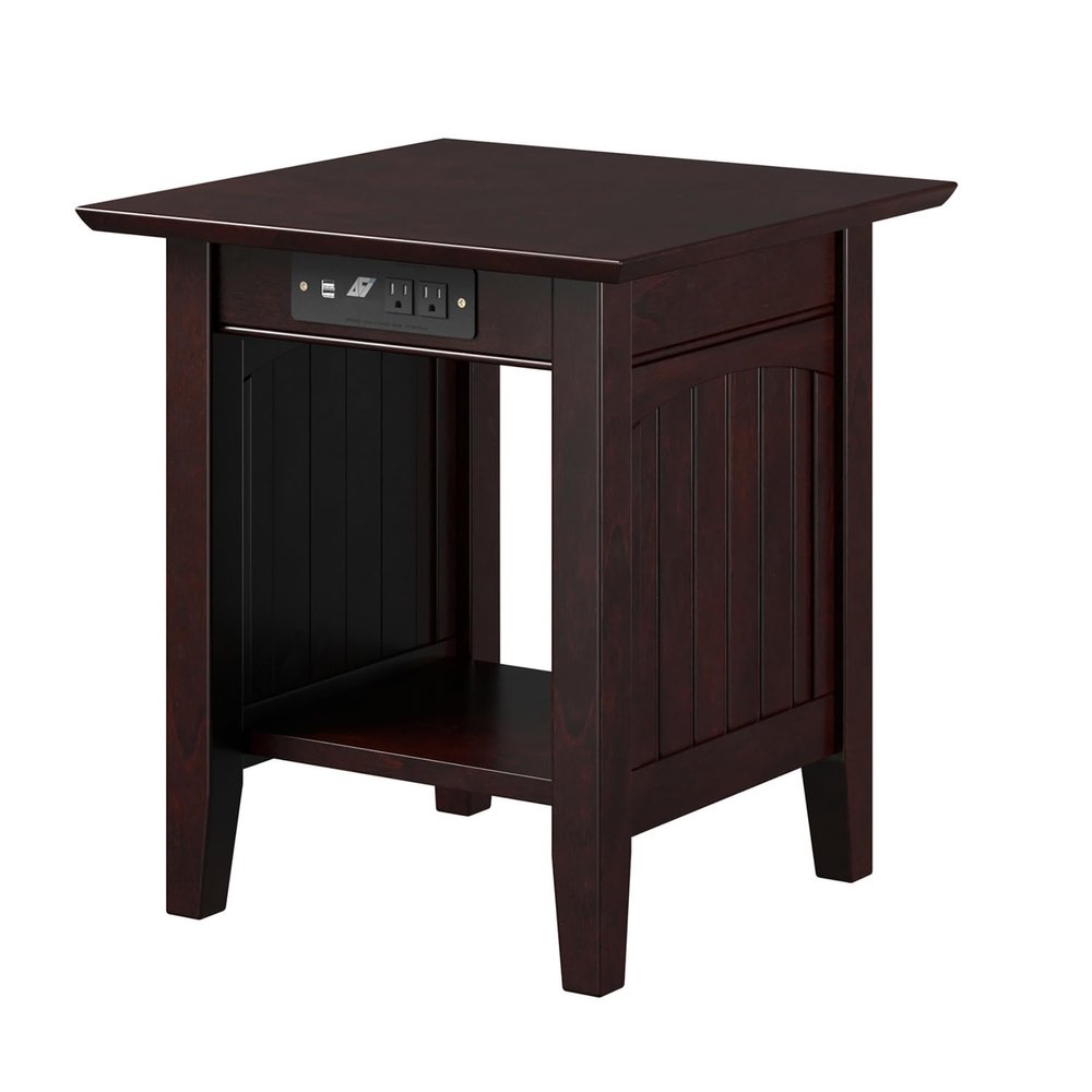 AFI Nantucket End Table with Built-in Charger in Espresso