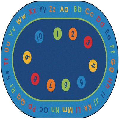 Carpets for Kids 8506 Basic Concepts Literacy Classroom Rug 6ft 9in x 9ft 5in Oval Blue