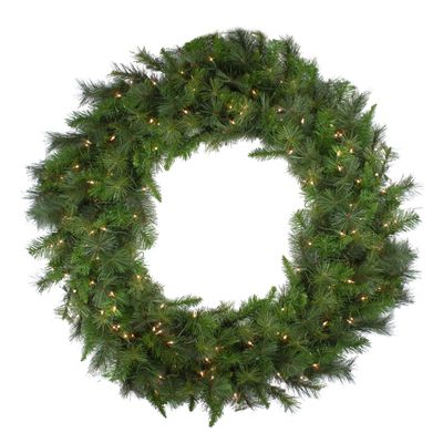 Real Touch Pre-Lit Canyon Pine Mixed Artificial Christmas Wreath - 48" - Clear Lights