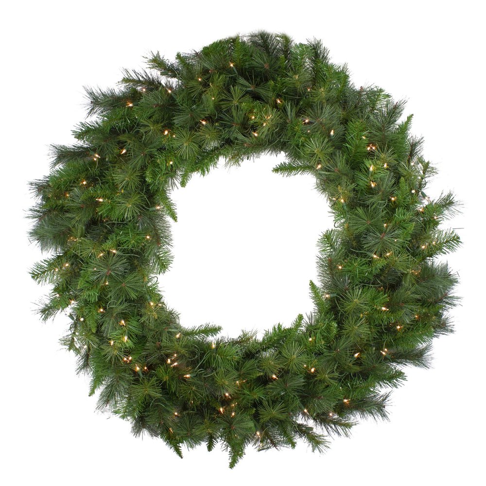 Real Touch Pre-Lit Canyon Pine Mixed Artificial Christmas Wreath - 48" - Clear Lights