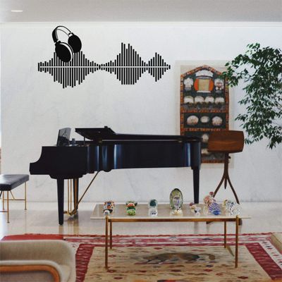 DEKADRON Metal Wall Decor, Rhythm of the Music, Music Wall Art, Music Decor, Music Lover Gift, Home Living Room Decoration, Wall Hangings (46" W x 22" H / 118x56cm)