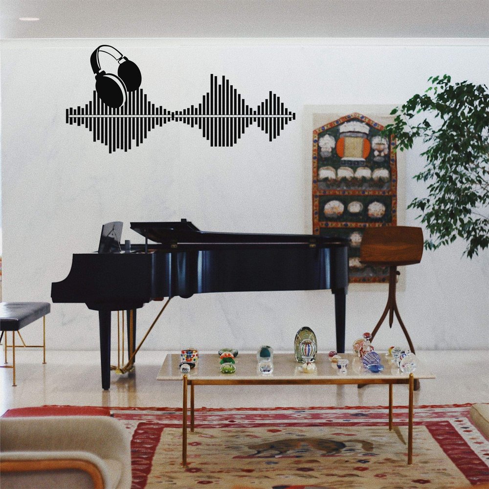DEKADRON Metal Wall Decor, Rhythm of the Music, Music Wall Art, Music Decor, Music Lover Gift, Home Living Room Decoration, Wall Hangings (46" W x 22" H / 118x56cm)