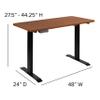 Flash Furniture Tanner Electric Height Adjustable Standing Desk - Table Top 48" Wide - 24" Deep (Mahogany) view 2