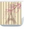 Amagical Paris Eiffel Tower with Plum Blossom Pattern 4 Piece Bathroom Mat Set Shower Curtain Set Vintage Bath Mat Contour Mat Toilet Cover Waterproof Shower Curtain with 12 Hooks view 2