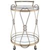 Acme Zekera Metal Frame/Glass Serving Bar Cart in Clear and Champagne view 4