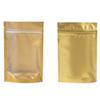 100 Translucent/Gold Poly Resealable Stand Up Heat Sealable Reusable Pouch (6" x 9", Translucent/Gold) view 1
