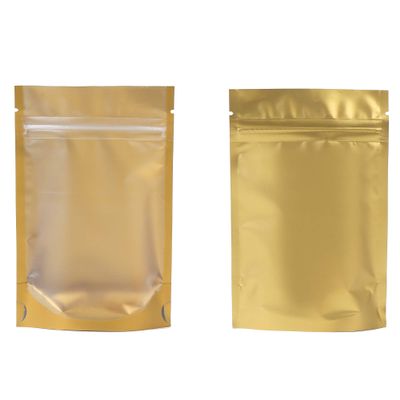 100 Translucent/Gold Poly Resealable Stand Up Heat Sealable Reusable Pouch (4" x 6", Translucent/Gold)