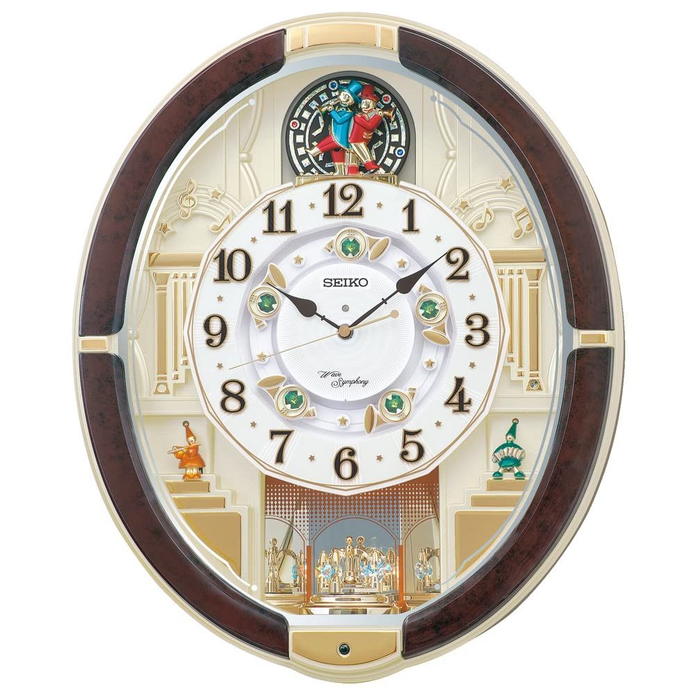 Seiko Clock RE581B Wall Clock, Radio Controlled, Analog, Dark Brown Marble Pattern, 18.3 x 15.2 x 4.0 inches (465 x 384 x 101 mm)