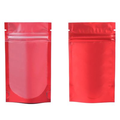 100 Translucent/Red Poly Resealable Stand Up Heat Sealable Reusable Pouch (4" x 6", Translucent/Red)