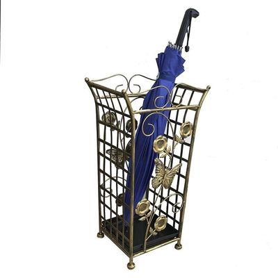 AYY Umbrella Rackss Metal Umbrella Stand, European Retro Umbrella Holder, Home Office Cafe Corridor Decoration Storage Rack, with Drip Tray, 4 Colors, 22x22x52cm (Color : Bronze)
