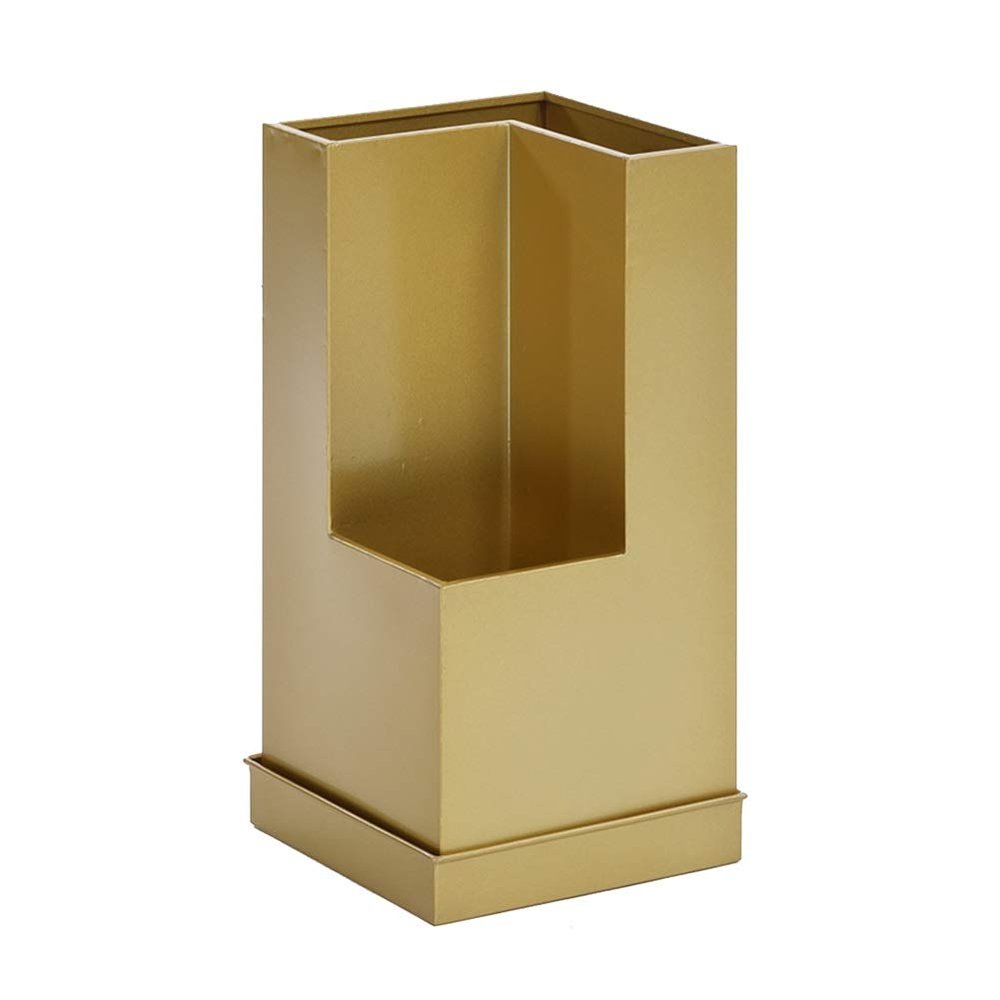 AYY Umbrella Rackss Metal Umbrella Stand, Double-Layer Umbrella Holder for 10 Umbrellas, with Movable Drip Tray, Suitable for Home School Office Hotel Cafe, 28x28x55.5cm (Color : Gold)