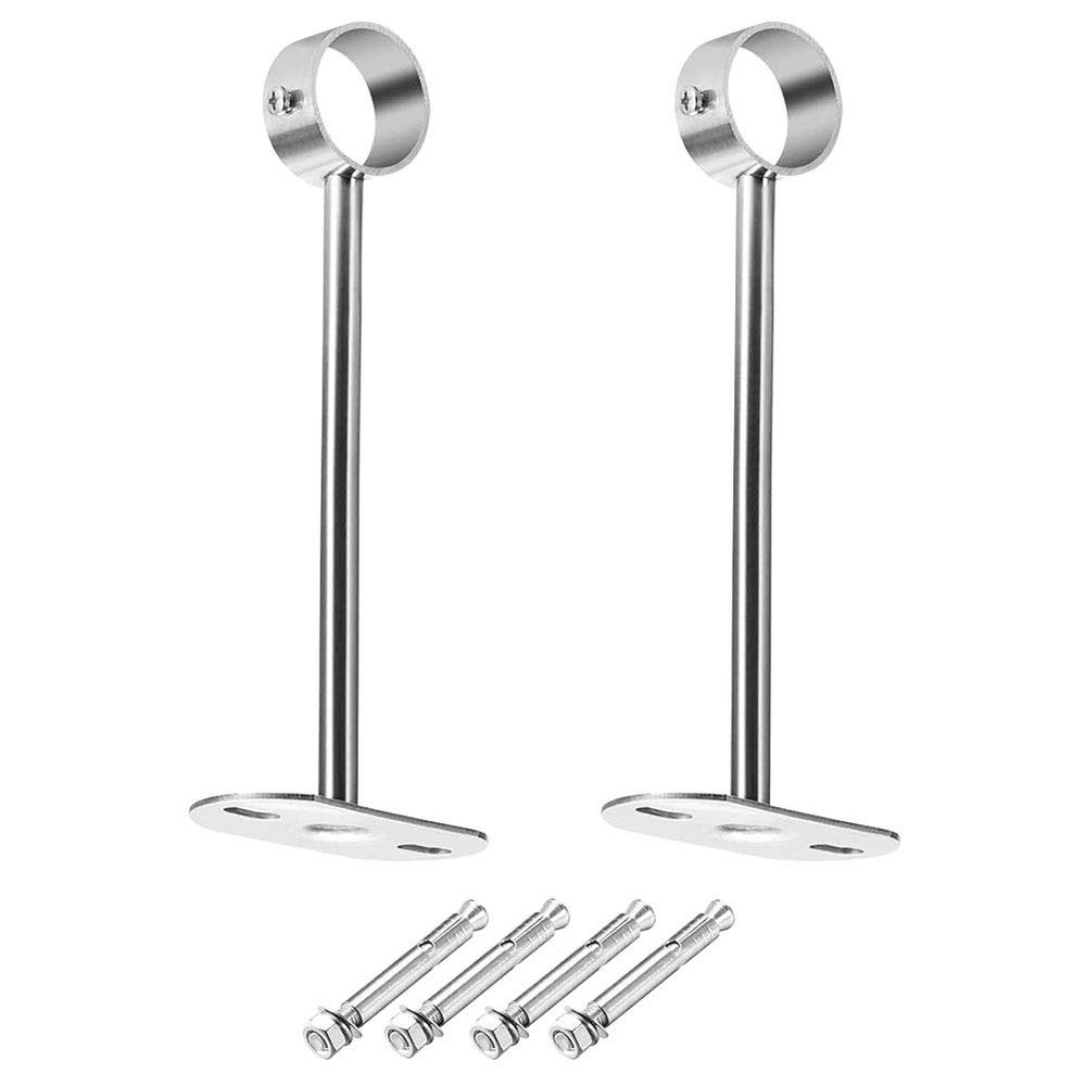 Aopin Curtain Rod Bracket 14 Inch (350mm) with Iron Cap Stainless Steel Ceiling Closet Pole Bracket Wall Mounted Mounting Bracket, 2 Set