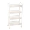 Home Furnishing Plaza Exquisite Honeycomb Net Four Tiers Storage Cart with Hook Ivory White Utility Storage Organizer Shelf Rack for Kitchen Living Room Bathroom view 1