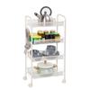 Home Furnishing Plaza Exquisite Honeycomb Net Four Tiers Storage Cart with Hook Ivory White Utility Storage Organizer Shelf Rack for Kitchen Living Room Bathroom view 2