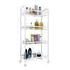 Home Furnishing Plaza Exquisite Honeycomb Net Four Tiers Storage Cart with Hook Ivory White Utility Storage Organizer Shelf Rack for Kitchen Living Room Bathroom view 4