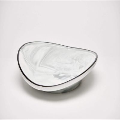 Yedi YCC850, 10 Fine Porcelain Grey Deep Plate, Bone China Marble Soup Bowl, Cereal Plate