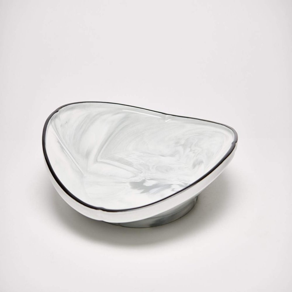 Yedi YCC850, 10 Fine Porcelain Grey Deep Plate, Bone China Marble Soup Bowl, Cereal Plate